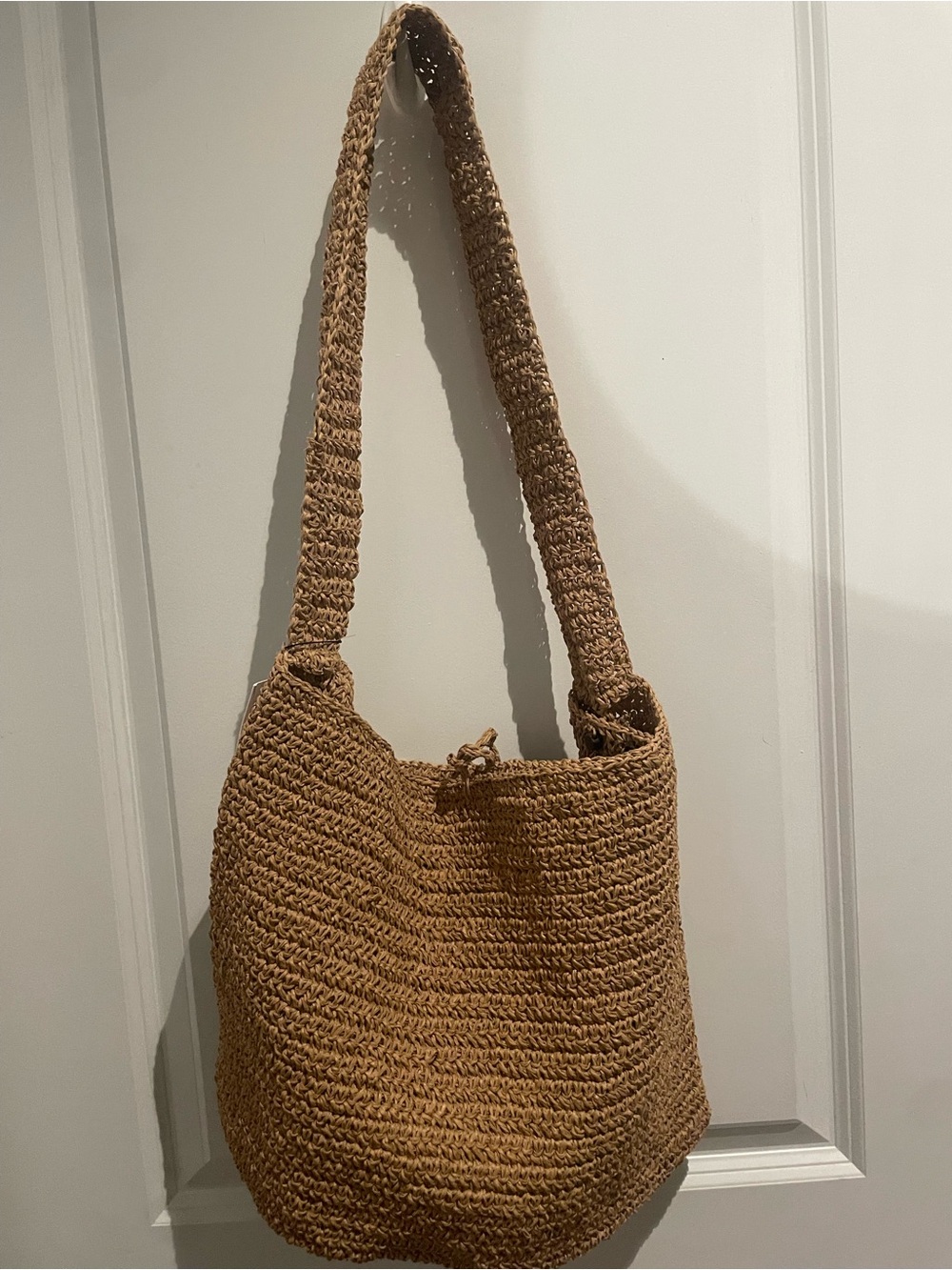 Zara Woven Raffia Tote with Brown Accents - Picture 4 of 4